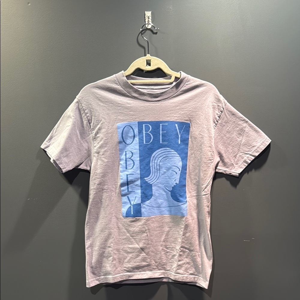 Obey Gray and Blue Short Sleeve Tee
